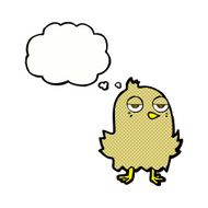 cartoon bored bird with thought bubble N10