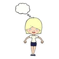 cartoon happy woman with thought bubble N228