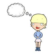 cartoon friendly woman with thought bubble N62