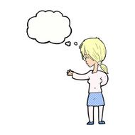 cartoon woman gesturing with thought bubble N27