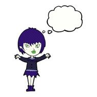 cartoon vampire girl with thought bubble N200