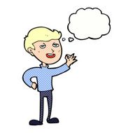 cartoon man making excellent gesture with thought bubble N9