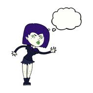 cartoon vampire girl with thought bubble N201
