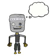 cartoon old robot with thought bubble N9