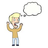 cartoon frightened man with thought bubble N77