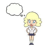 cartoon pretty woman with thought bubble N244