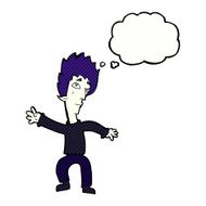 cartoon vampire man with thought bubble N106