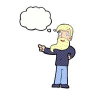 cartoon man with beard pointing thought bubble N9