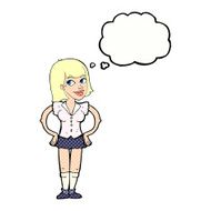 cartoon woman with hands on hips thought bubble N197
