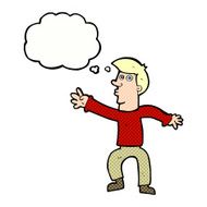 cartoon reaching man with thought bubble N9