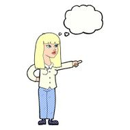 cartoon pretty woman pointing with thought bubble N37