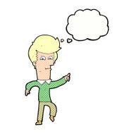 cartoon man pointing with thought bubble N173