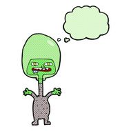 cartoon space alien with thought bubble N18