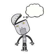 cartoon robot with thought bubble N155