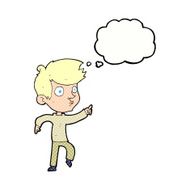 cartoon pointing boy with thought bubble N27