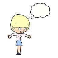 cartoon woman panicking with thought bubble N10
