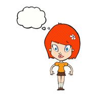 cartoon pretty woman with thought bubble N245