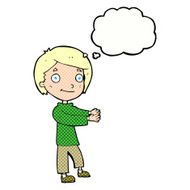 cartoon happy boy with thought bubble N210