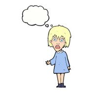 cartoon shocked woman with thought bubble N87