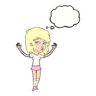 cartoon pretty girl with thought bubble N92
