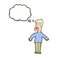 cartoon terrified man with thought bubble N203