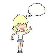 cartoon woman with idea thought bubble N223