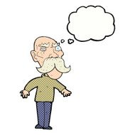 cartoon angry old man with thought bubble N128