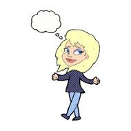 stress free woman cartoon with thought bubble N10