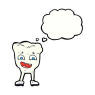 cartoon happy tooth with thought bubble N34