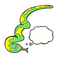 cartoon hissing snake with thought bubble N18
