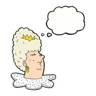 cartoon queen's head with thought bubble N10