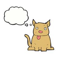 cartoon dog sticking out tongue with thought bubble N18