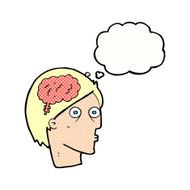 cartoon head with brain symbol thought bubble N37
