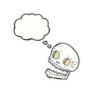 cartoon spooky skull with thought bubble N135