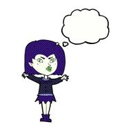 cartoon vampire girl with thought bubble N203