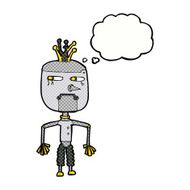 cartoon robot with thought bubble N157
