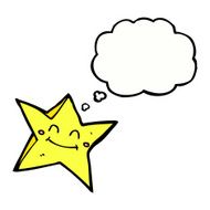 cartoon happy star character with thought bubble N17