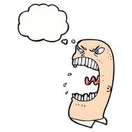 cartoon furious man shouting with thought bubble N10