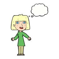 cartoon happy woman with thought bubble N229
