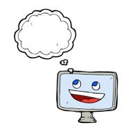 cartoon computer screen with thought bubble N11