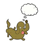 cartoon dog sticking out tongue with thought bubble N19