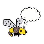 cartoon bee with thought bubble N28