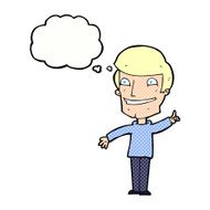 cartoon grinning man with idea thought bubble N10