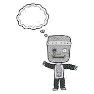 cartoon funny robot with thought bubble N68