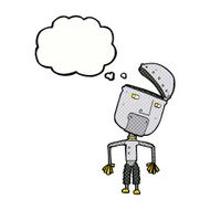cartoon funny robot with thought bubble N69