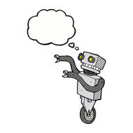 cartoon funny robot with thought bubble N70