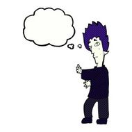 cartoon vampire with thought bubble N115