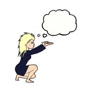 cartoon woman casting spel with thought bubble N2