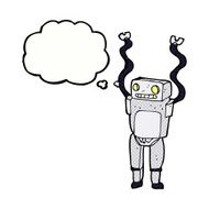 cartoon funny robot with thought bubble N71