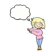 cartoon dancing woman with thought bubble N46